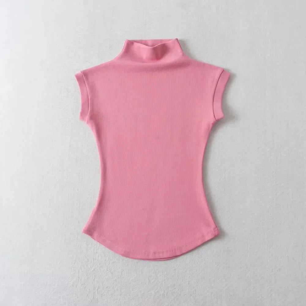 Women's Slim Turtleneck Sleeveless Top – Streetwear Basics