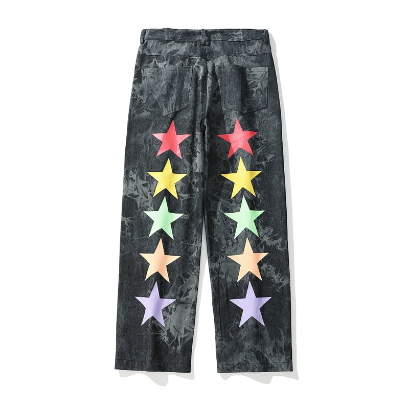 Pentagram Men's Casual Wide-Leg Jeans Trousers