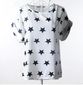 Printed Chiffon Shirt with Star Design T-Shirt