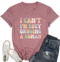 Tewmeu Mama Shirt for Women I Cant Im Busy Growing A Human Shirt Funny Pregnancy Shirt Pink