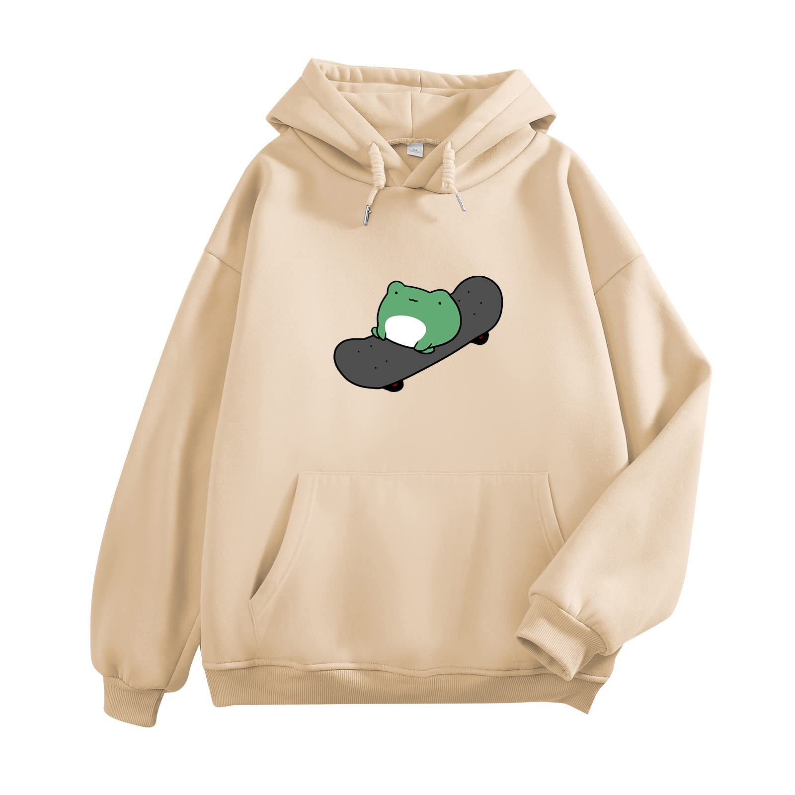 KEEVICI Comfy Frog Hoodie - Teen Light Blue Pullover