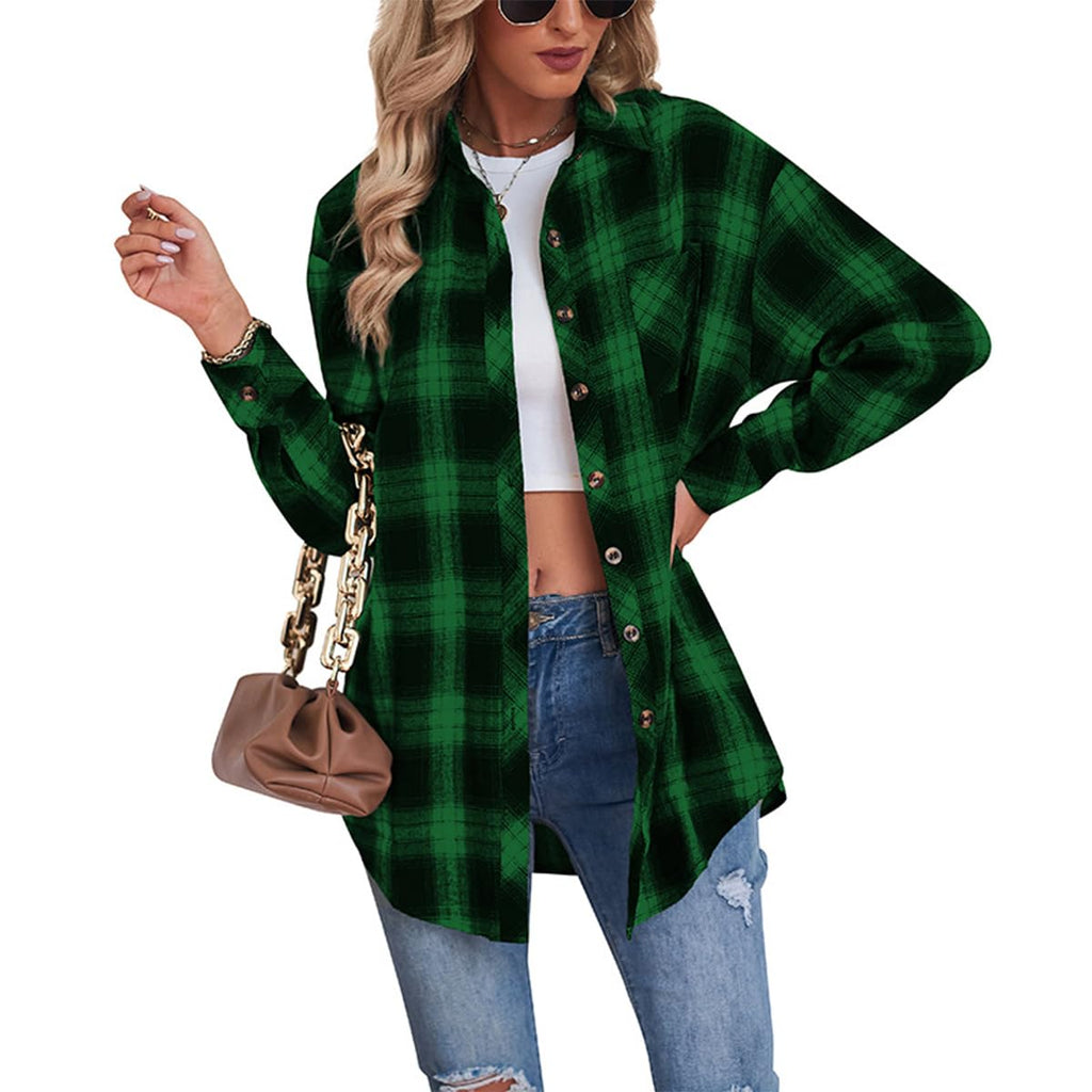 Eloise Women's Oversized Plaid Blouse