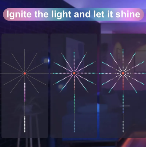 Music-Sync Firework LED Lights - Color-Changing Strip with Remote for Room & Party Decor