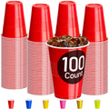 DecorRack 100 Flame Red Plastic Cups 9 oz - BPA-Free Disposable Party Cups for Game Day Parties ChristmasFourth of July Celebrations (100 Count Red)